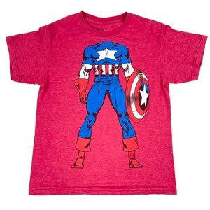 Kids Marvel Captain America Red T Shirt Size Large